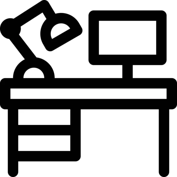Computer Bureaulamp Icoon Outline Stijl — Stockvector