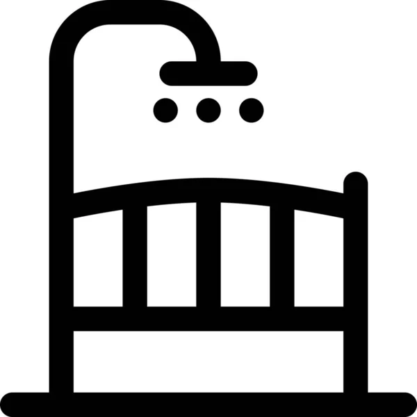 Baby Bed Crib Icon Outline Style — Stock Vector