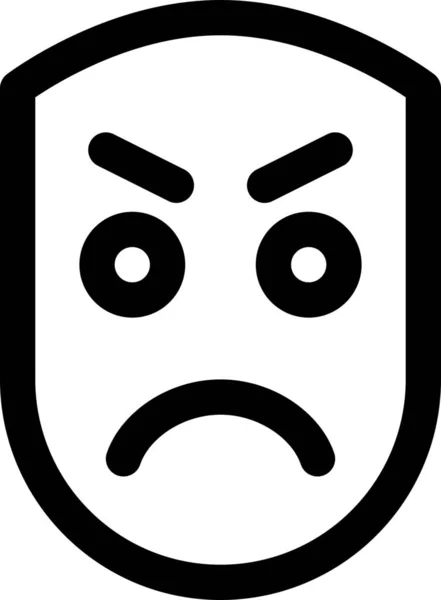 Иконка Злого Эмоционального Лица Стиле Абрис — стоковый вектор