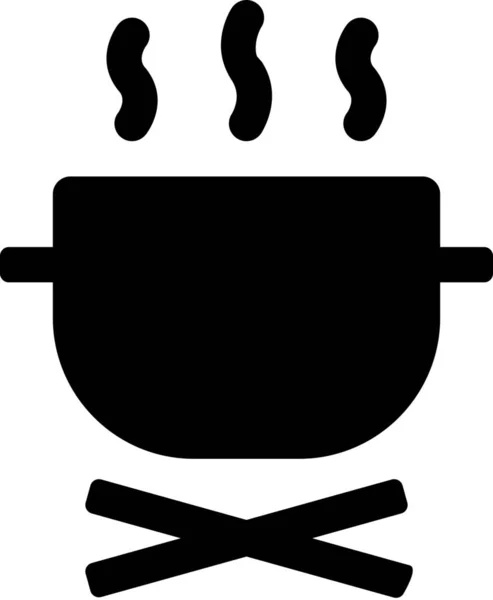 Camp Fireplace Food Icon Solid Style — Stock Vector