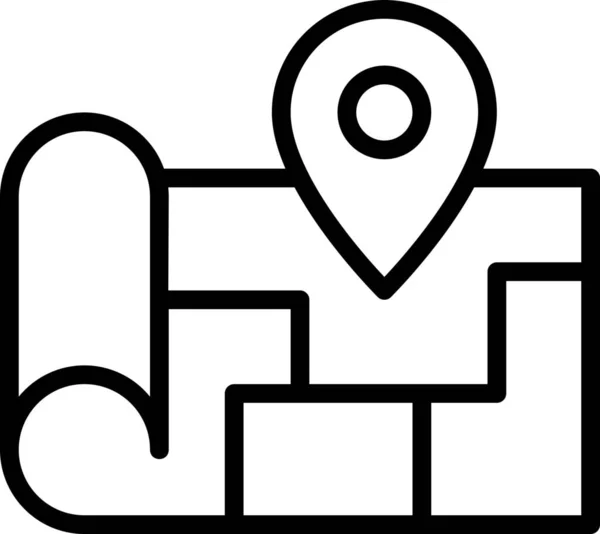 Иконка Навигации Карте Расположения Стиле Контура — стоковый вектор