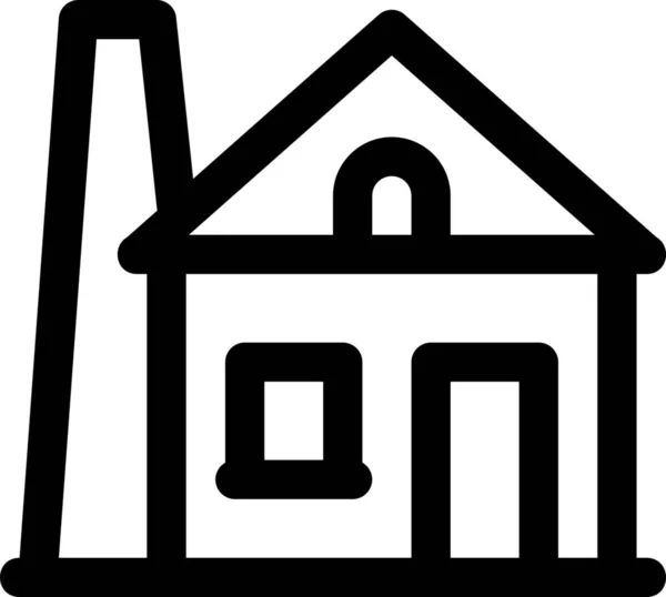 Иконка Дома Двери Дымохода Стиле Outline — стоковый вектор