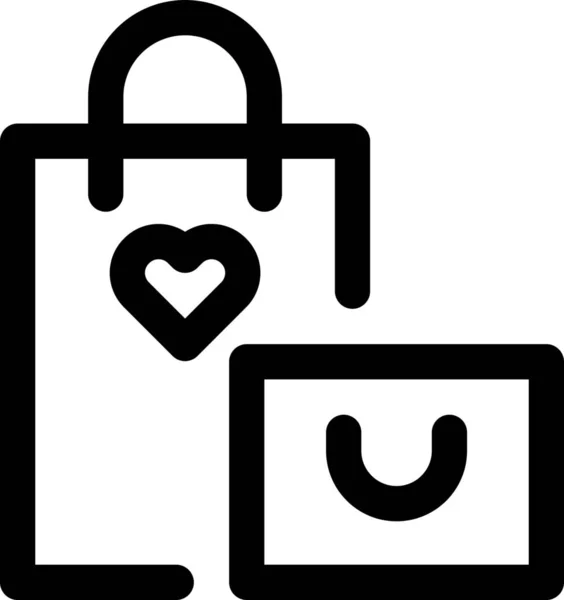 Taschen Heart Love Icon Outline Stil — Stockvektor