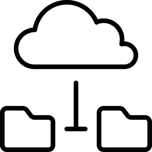 Icône Données Connectées Cloud Dans Style Contour — Image vectorielle
