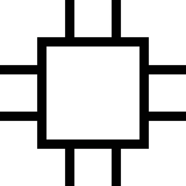 Chip Computer Cpu Symbol Umriss Stil — Stockvektor