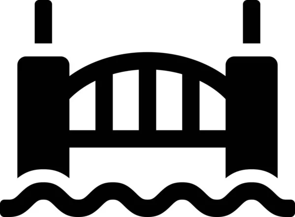 Puente Cruz Puerto Icono Estilo Sólido — Vector de stock