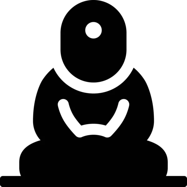 Icône Bouddha Bronze Asie Dans Style Solide — Image vectorielle