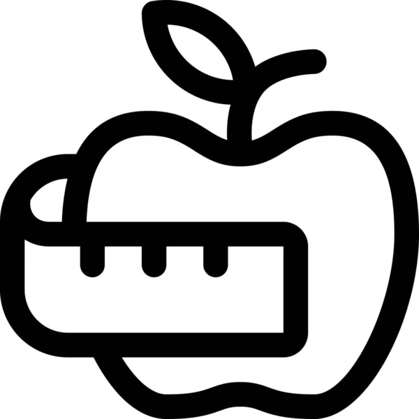 Dieta Manzana Comer Icono Estilo Esquema — Vector de stock