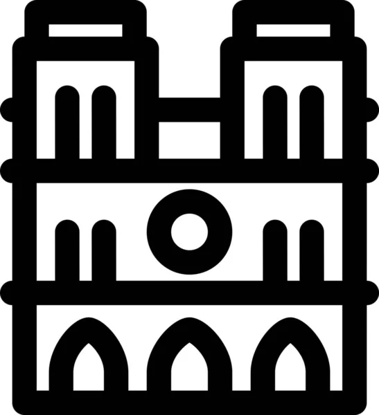 Architecture Cathedral France Icon Outline Style — Stock Vector