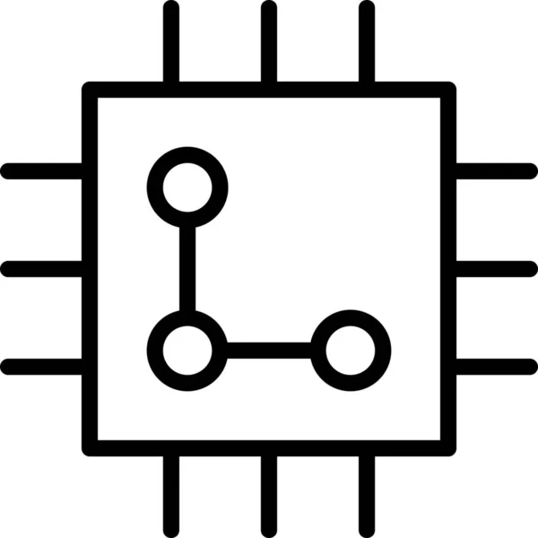 Chip Circuit Computer Symbol Outline Stil — Stockvektor