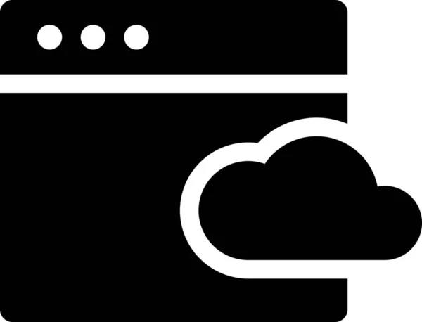 Ikona Komputera Chmurze Przeglądarki Stylu Solid — Wektor stockowy