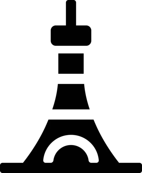 Arquitetura Eiffel Europa Ícone Estilo Sólido — Vetor de Stock
