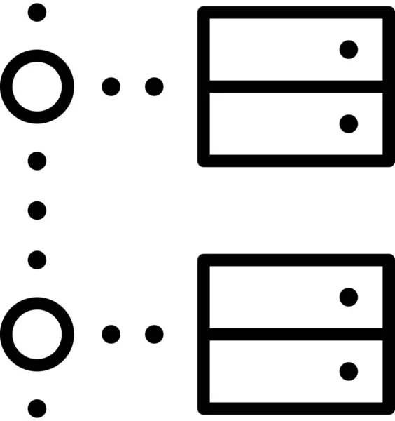 Centro Dados Ícone Desconectado Estilo Esboço — Vetor de Stock