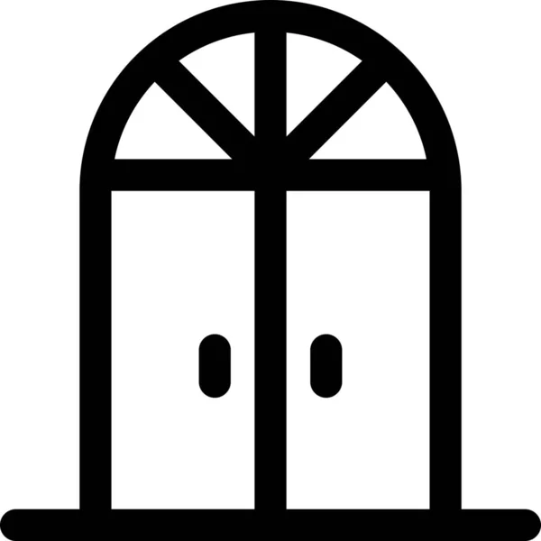 Puerta Puerta Doble Icono Estilo Esquema — Archivo Imágenes Vectoriales