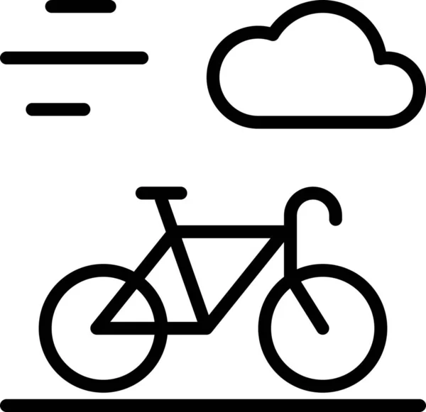 Ποδήλατο Εικονίδιο Κίνησης Σύννεφο Στυλ Περίγραμμα — Διανυσματικό Αρχείο