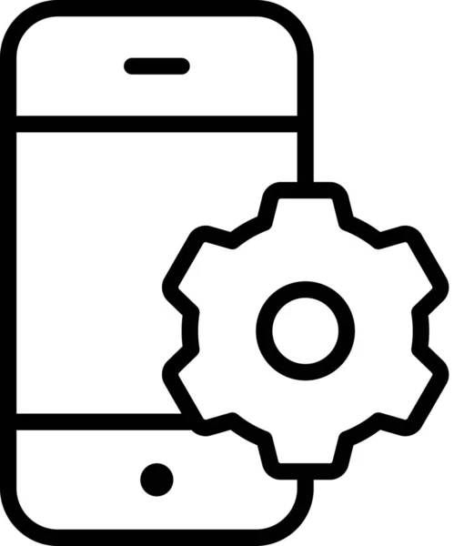 Настройка Значка Мобильного Телефона Стиле Outline — стоковый вектор