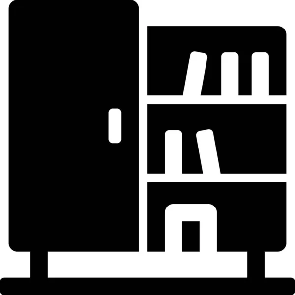 Bookcase Books Cabinet Icon Solid Style — Stock Vector