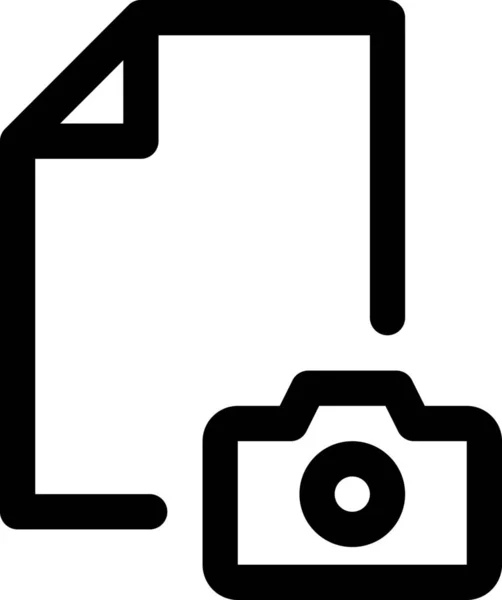 Camera Document Afbeelding Pictogram Outline Stijl — Stockvector