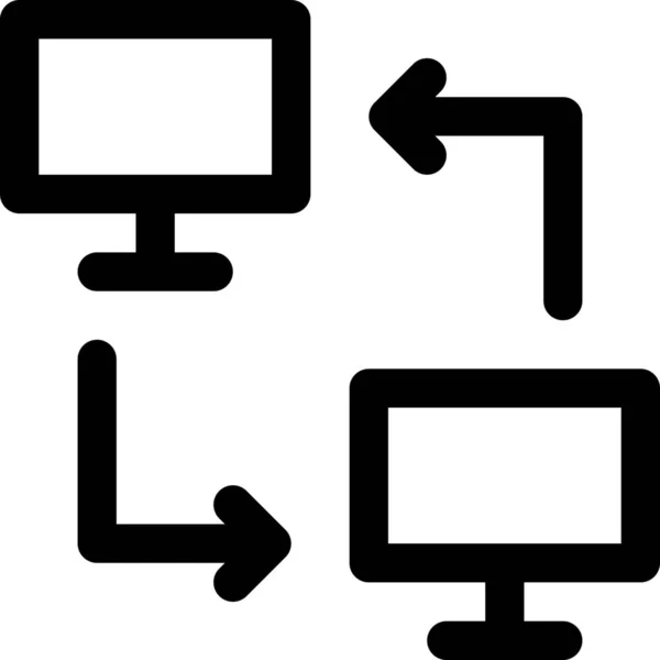 Computers Data Netwerk Icoon Outline Stijl — Stockvector