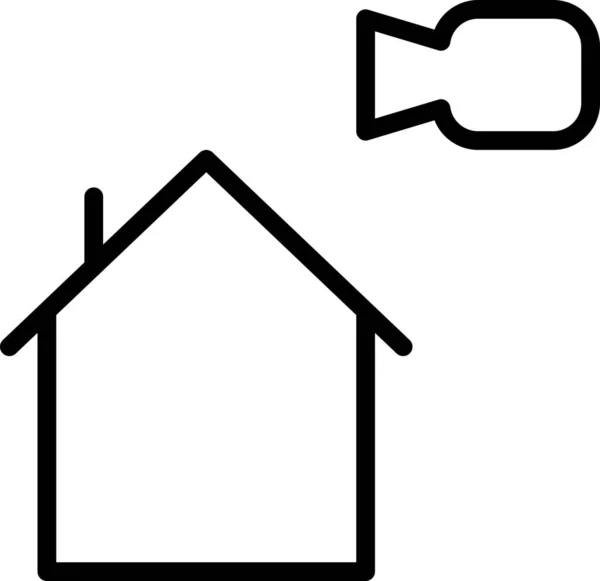 Gebäude Kamera Home Symbol Outline Stil — Stockvektor