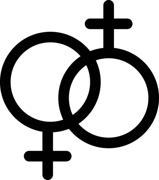 Γυναίκες Φύλο Ομοφυλοφιλικό Εικονίδιο Στυλ Περίγραμμα — Διανυσματικό Αρχείο