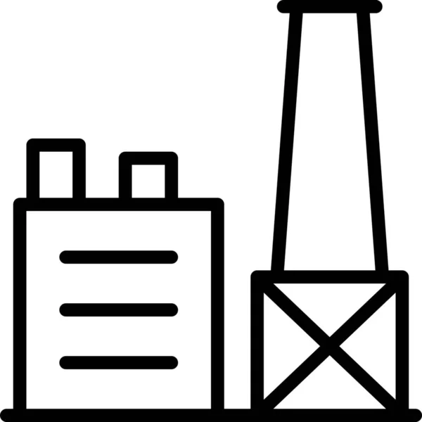 Icono Fosil Fábrica Carbón Estilo Esquema — Archivo Imágenes Vectoriales