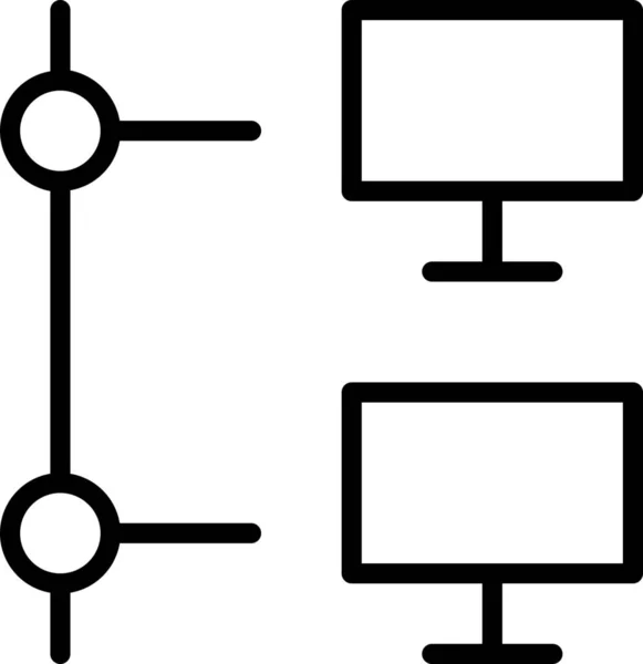 以轮廓风格连接在线图标的计算机 — 图库矢量图片