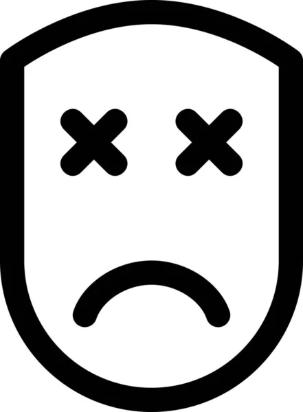 Dead Emotion Emotionless Icon Outline Style — Stock Vector