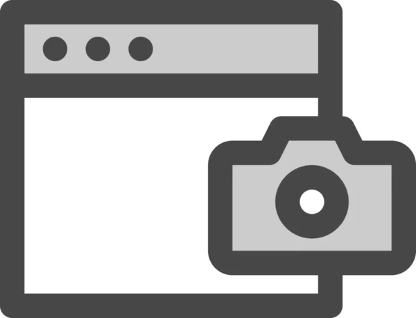 Browser Camera Computer Icoon Gevulde Omtrek Stijl — Stockvector
