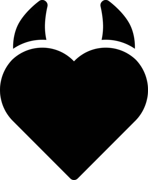 Devil Evil Heart Icon Solid Style — Stock Vector