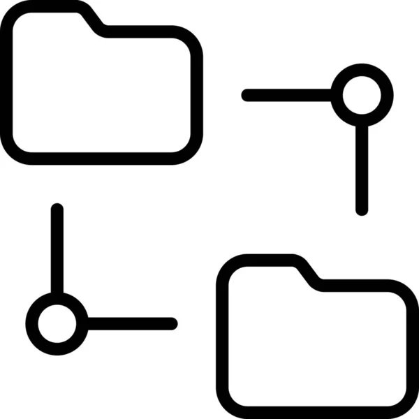 Icono Carpetas Datos Conectadas Estilo Esquema — Archivo Imágenes Vectoriales