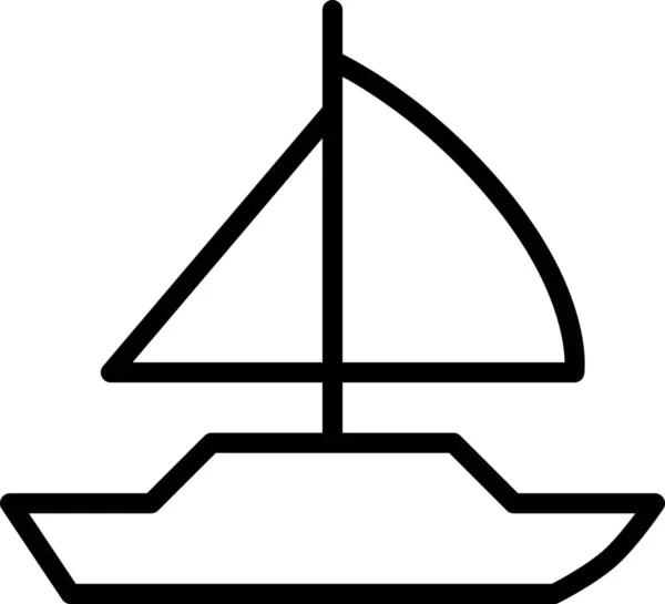 Barco Océano Vela Icono Estilo Esquema — Archivo Imágenes Vectoriales
