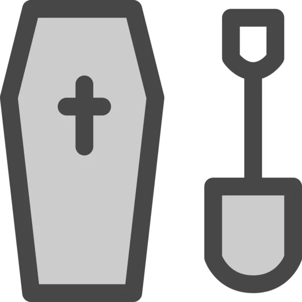 Cemetary Cross Death Ikon Fyllig Konturstil — Stock vektor