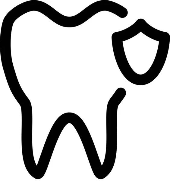 Icono Protección Del Dentista Dental Estilo Esquema — Vector de stock