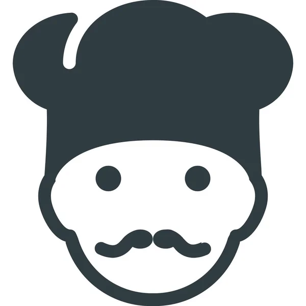 Avatar Cabeza Cocinero Icono Estilo Sólido — Vector de stock