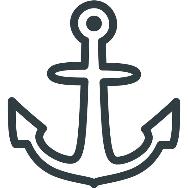 Ankerhaken Marine Symbol Outline Stil — Stockvektor