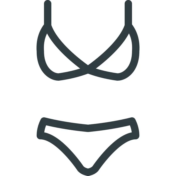 Strand Bikini Siute Symbol Outline Stil — Stockvektor