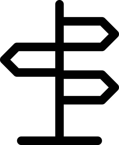 Wegweiser Kreuzungssymbol Umriss Stil — Stockvektor