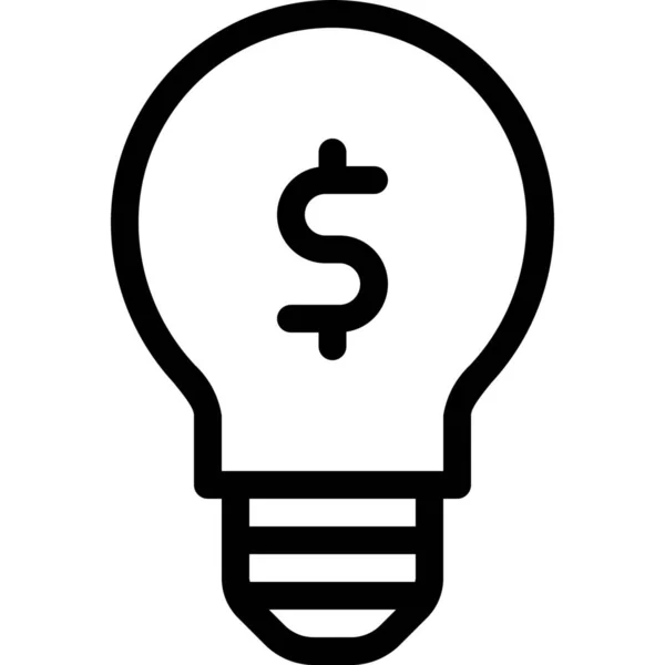 Idea Bombilla Icono Luz Estilo Del Esquema — Vector de stock