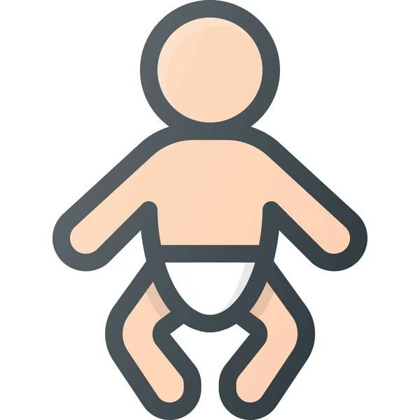 赤ちゃんの子供のアイコンを記入アウトラインスタイル — ストックベクタ