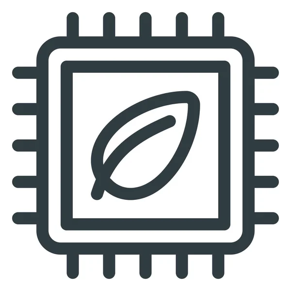 Chip Cpu Öko Symbol Outline Stil — Stockvektor