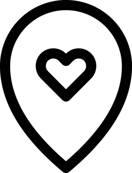 Love Map Pin Icon Outline Style — 스톡 벡터