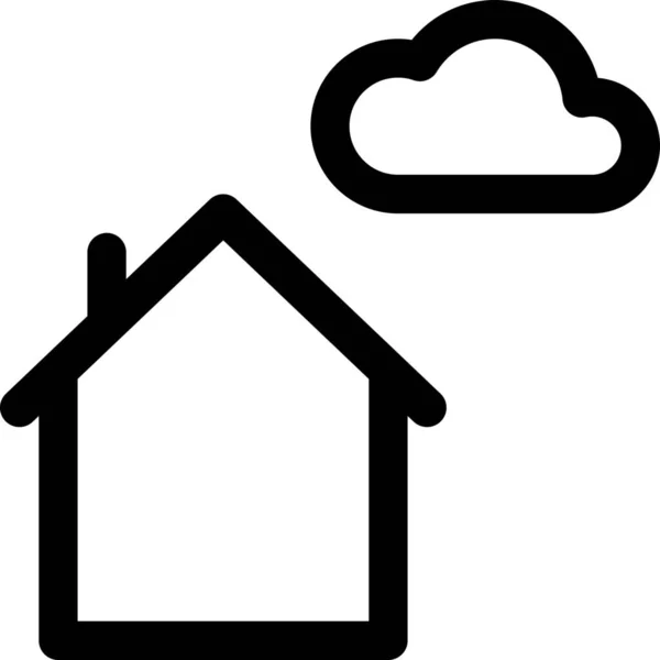 Het Bouwen Van Cloud Home Icoon Outline Stijl — Stockvector