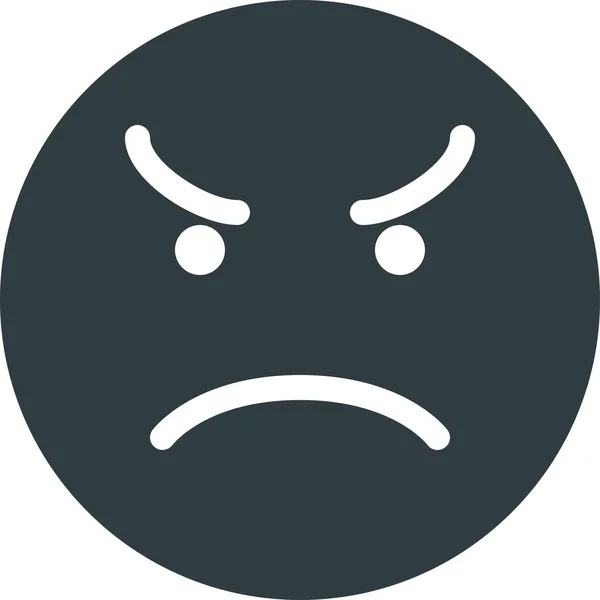 Ikon Emoji Emote Marah Dalam Gaya Solid - Stok Vektor