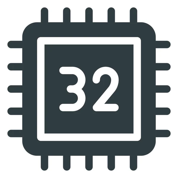 Bit Chip Cpu Symbol Solid Stil — Stockvektor