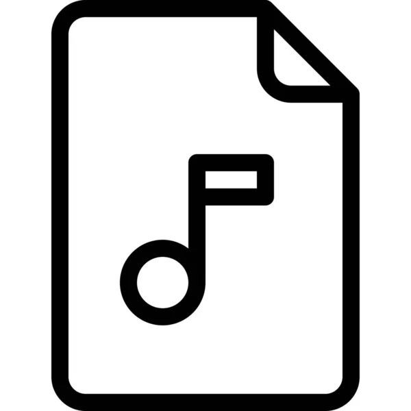 Icône Musique Fichier Audio Dans Style Contour — Image vectorielle