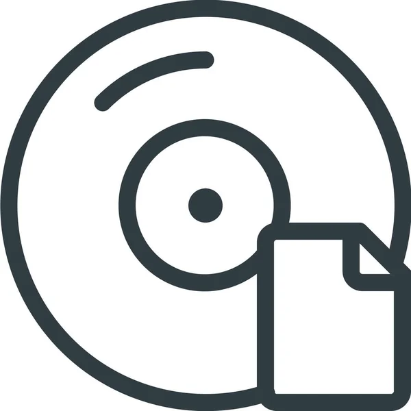 Compact Disk Dokument Symbol Outline Stil — Stockvektor