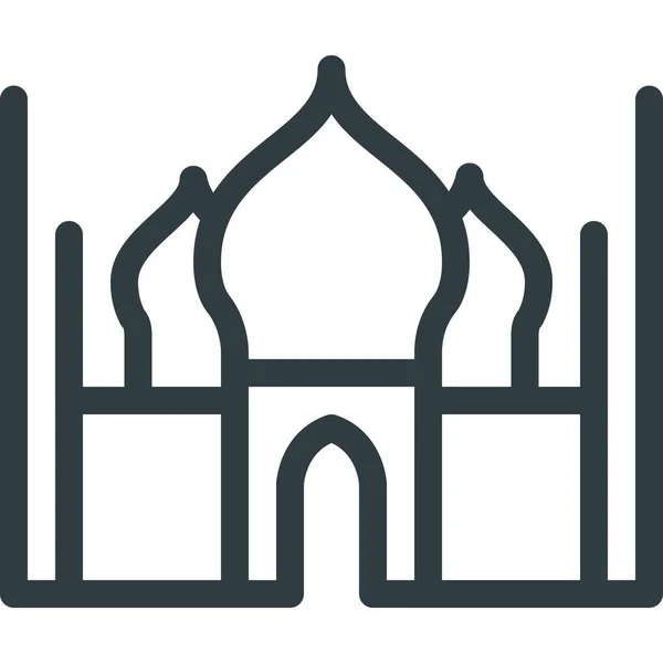 Иконка Контура Махал Тадж Стиле Абрис — стоковый вектор