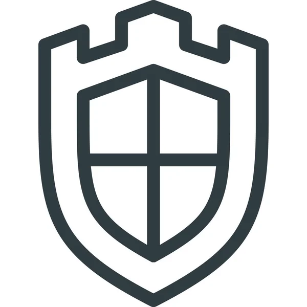 Medieval Proteger Icono Seguridad Estilo Esquema — Vector de stock