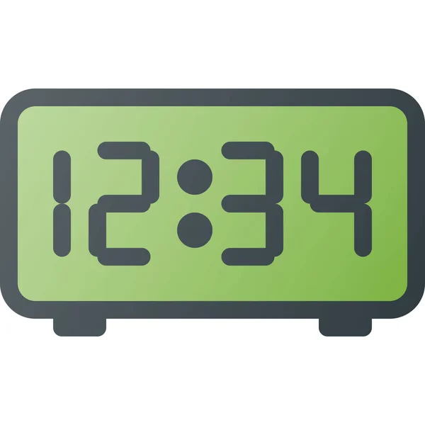 Reloj Despertador Icono Digital Estilo Contorno Lleno — Vector de stock